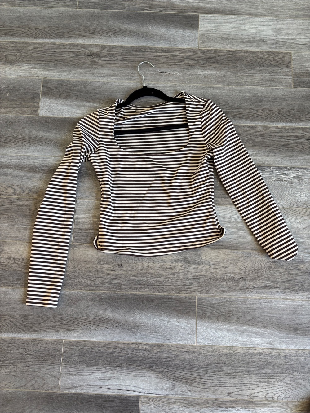 SHEIN Women’s Brown & White Striped Long Sleeve Top Size M